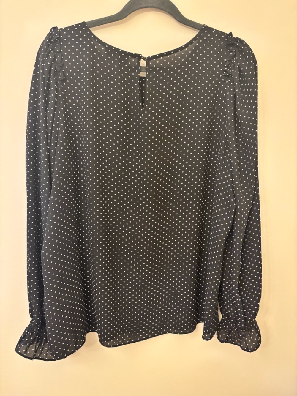 CeCe Black and White Polka Dot Long-Sleeve Blouse Dress - Picture 3 of 3